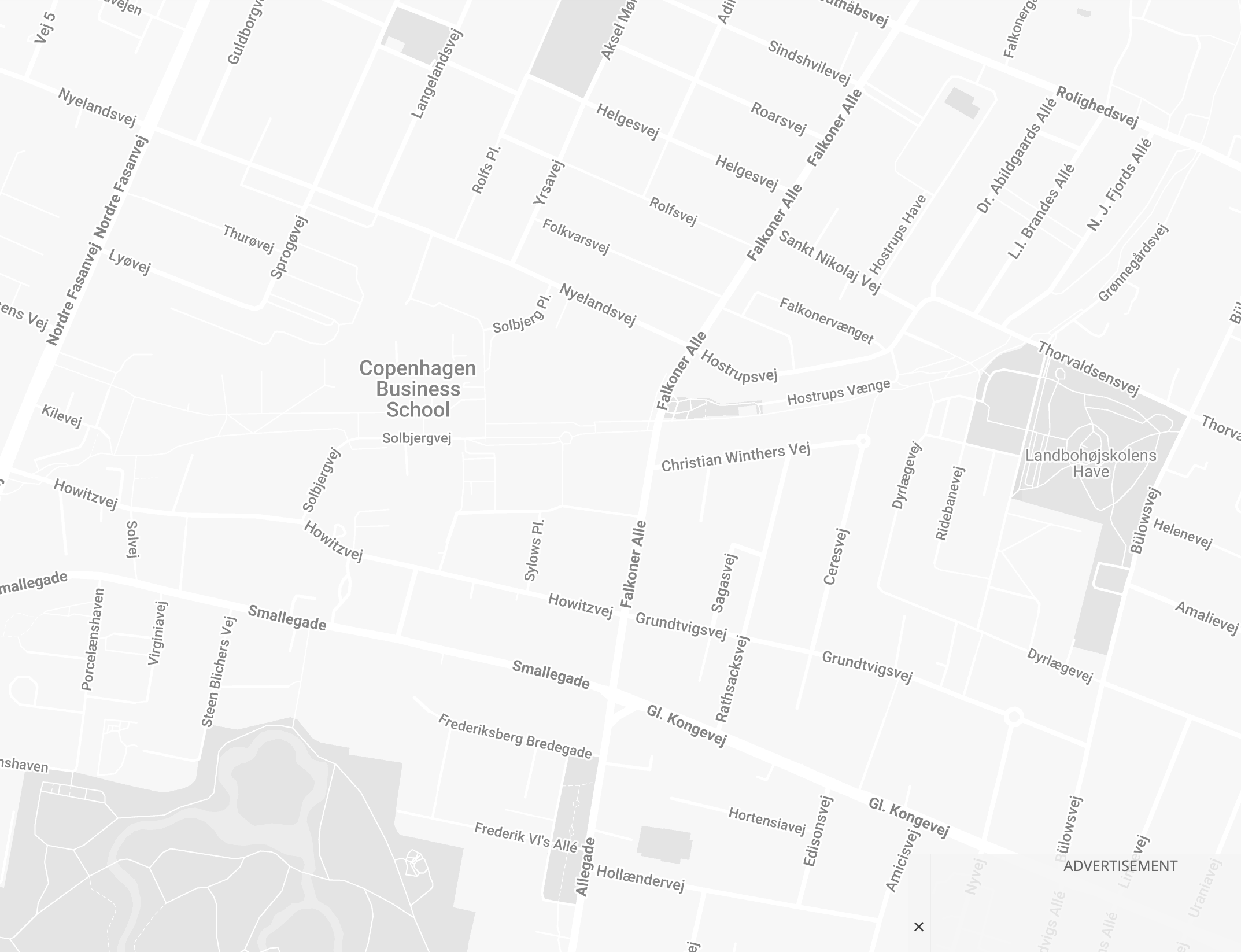 Kort over Falkoner Allé 13, Frederiksberg